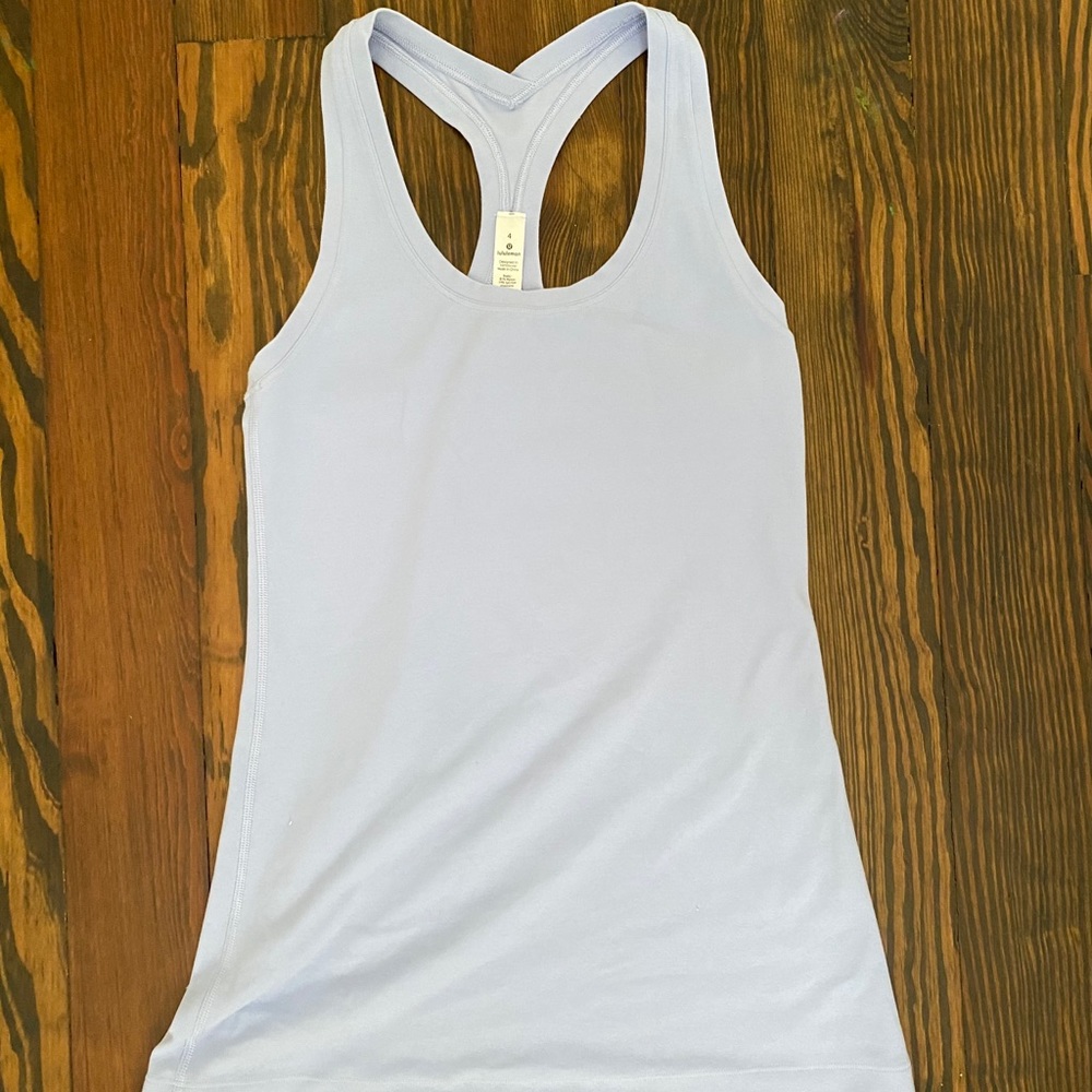 BABY BLUE NYLON LULULEMOM TANK TOP